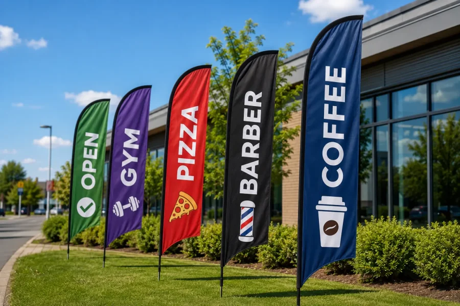 Various Feather Flag Designs By Industry