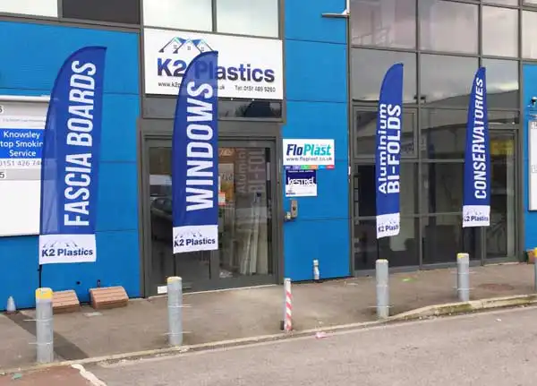 windows and doors feather flags