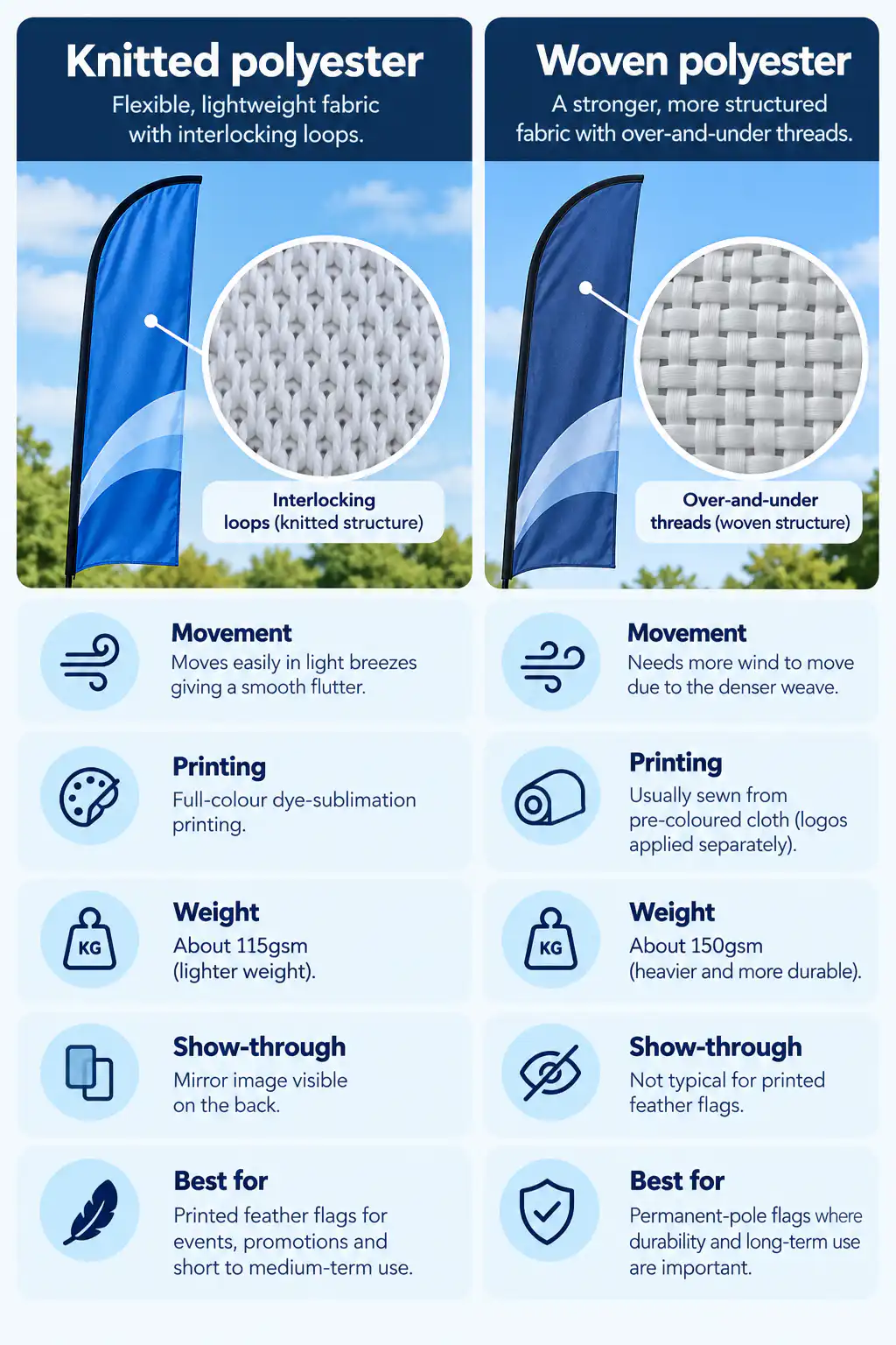 Knitted vs Woven Polyester Flags