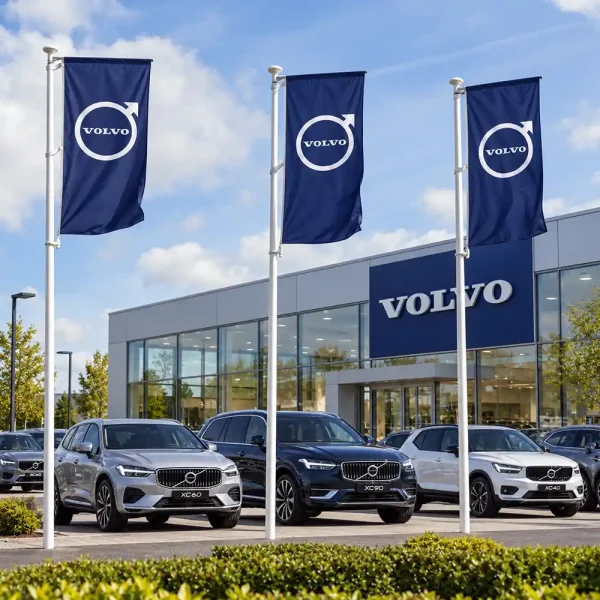 Volvo Dealership Forecourt Flags 6m Forecourt Flag Pole with Upper Arm