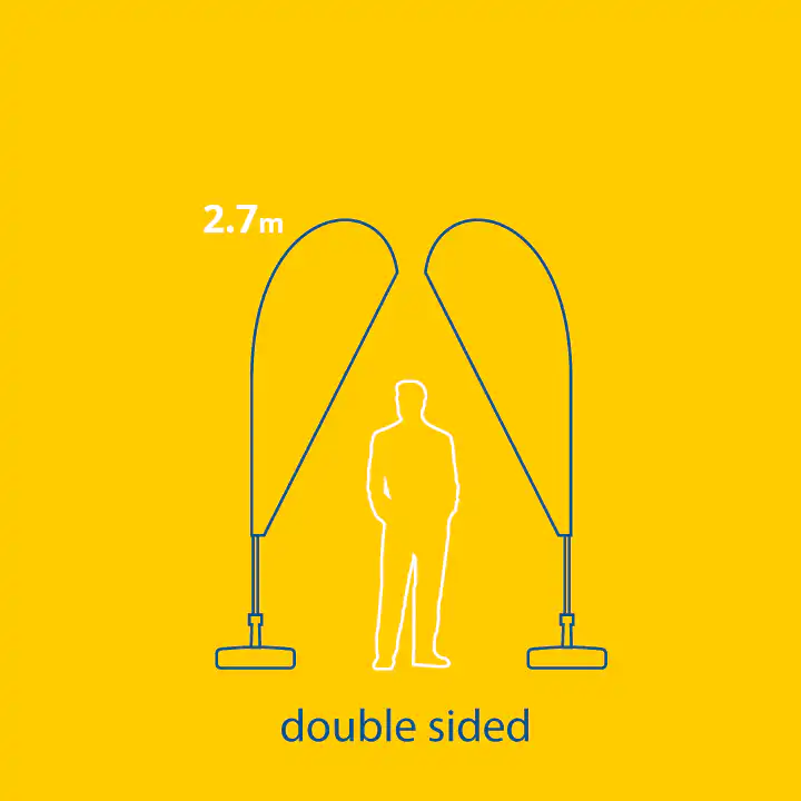 Double sided teardrop flag illustration