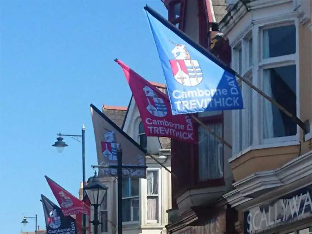 camborne trevithick day trapezoid flags